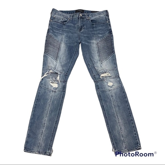 Pacsun | Mens Moto Stacked Skinny Distressed Biker Jeans | 31X333 - Picture 2 of 12